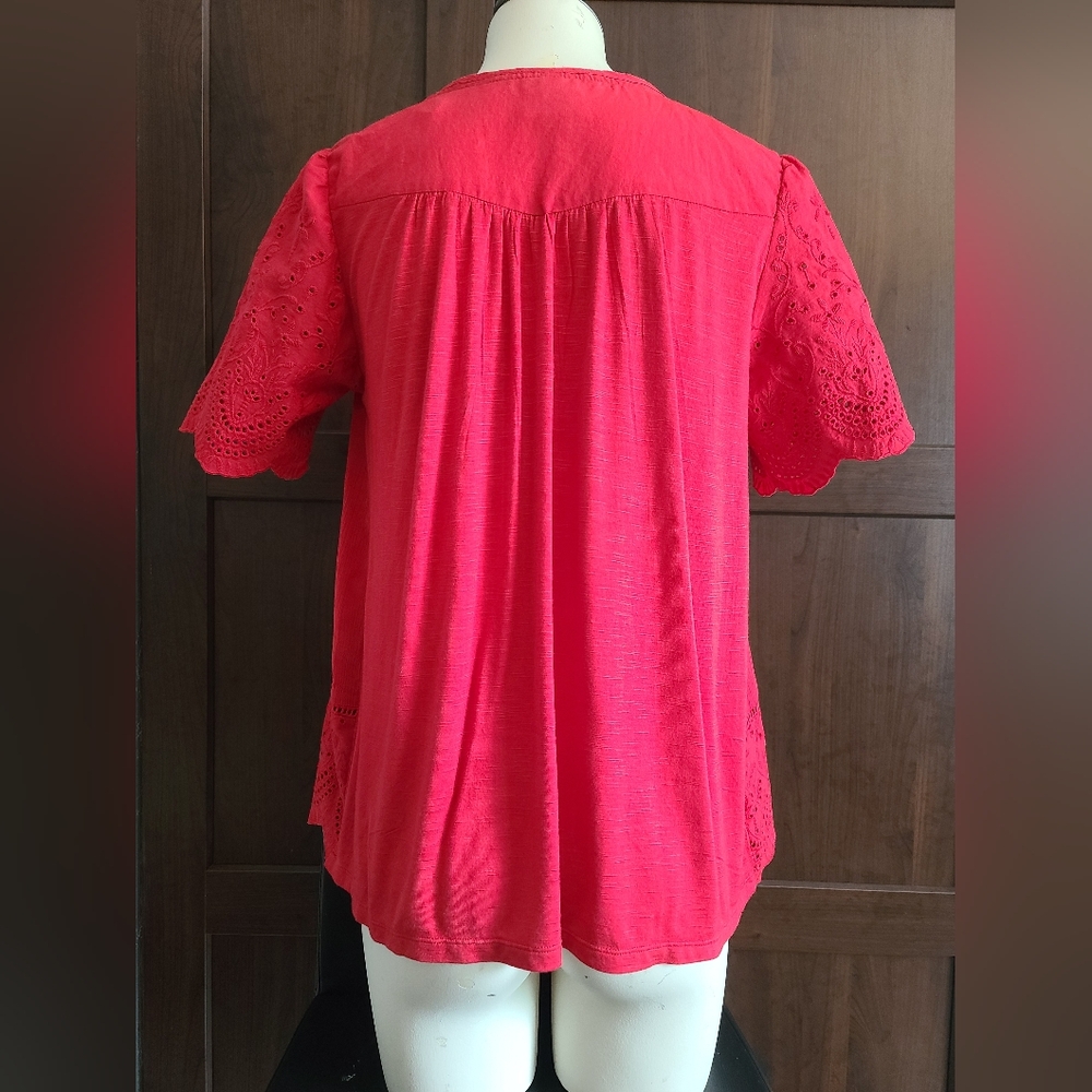 NWOT Knox Rose Red Eyelet Shirt - Picture 5 of 7